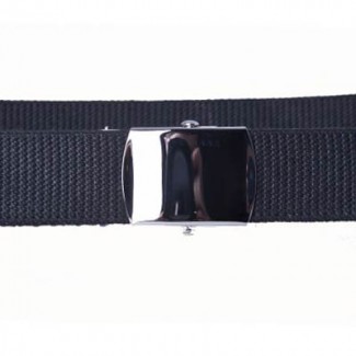 MS-T4/89C Black Cotton Military Belt with Solid Brass Chrome Buckle