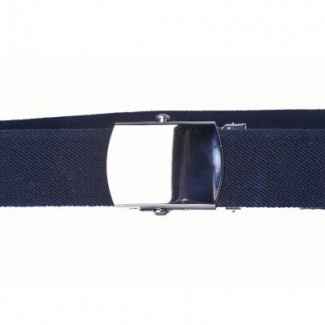 MS-AE/89C Navy Elastic Military Belt with Solid Brass Chrome Buckle