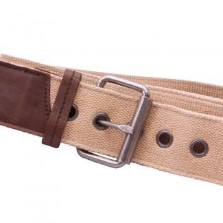 MR Tan Webbing and Leather Belt