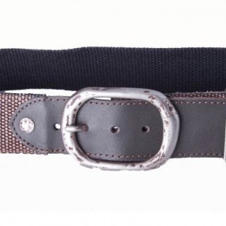 MR Tobacco Waxed Cotton Webbing Belt with Leather Tab