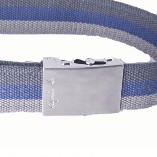 MR Grey and Navy Cotton Webbing Belt with Military Buckle
