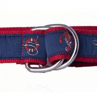O Red Webbing with Nautical Pattern D-ring Belt