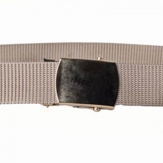 MS-T4/10024K Khaki Cotton Military Belt with 24K Solid Brass Gold Buckle