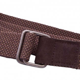 Brown Webbing and Leather D Ring Belt