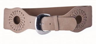 LR Taupe Elastic and Leather Belt