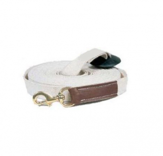 26ft. Top quality cotton webbing with rubber end stop and brass snap with 4 inch bonded leather tab at snap