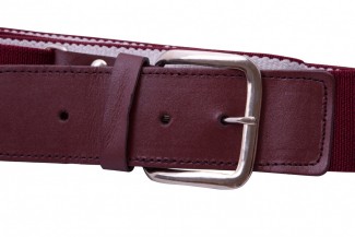 Maroon Elastic Webbing and Leather Belt