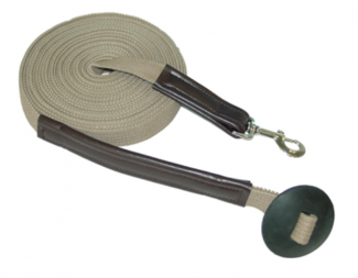 Flat cotton lunge line with donut and leather wrap
