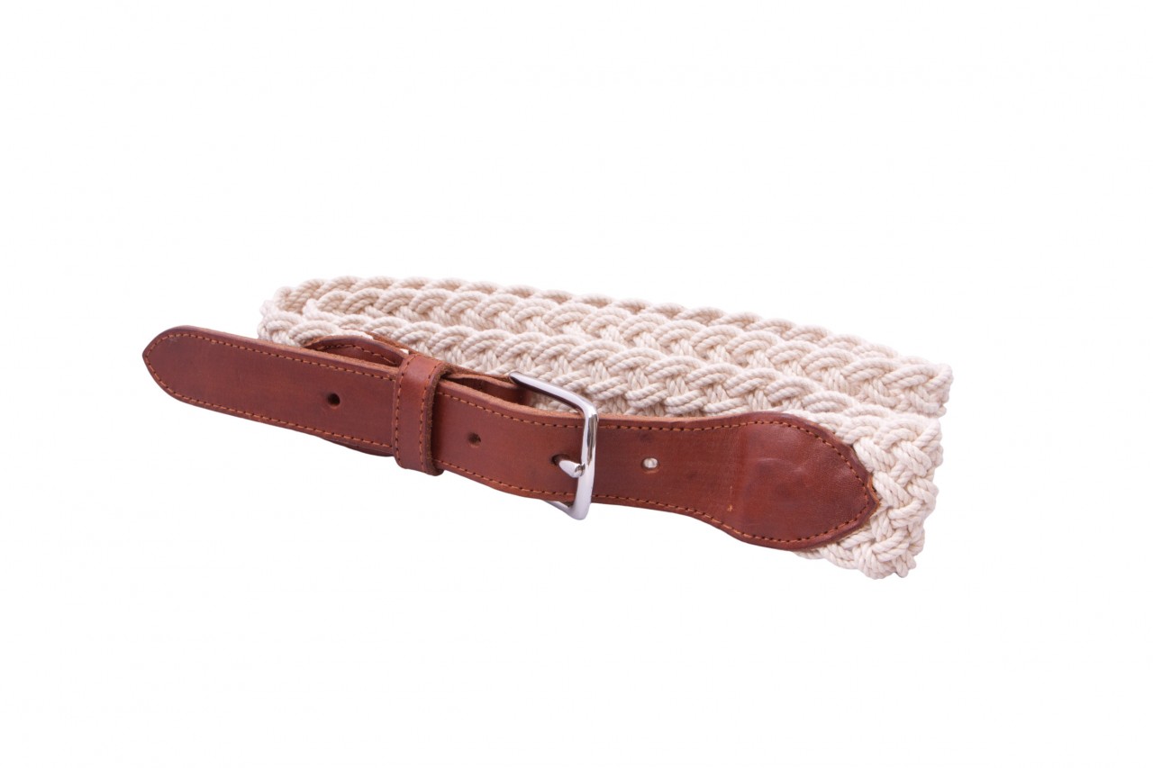 LR Natural Braided Rope Belt with Leather Details