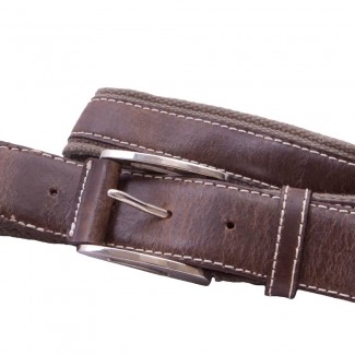 Olive Webbing and Leather Belt