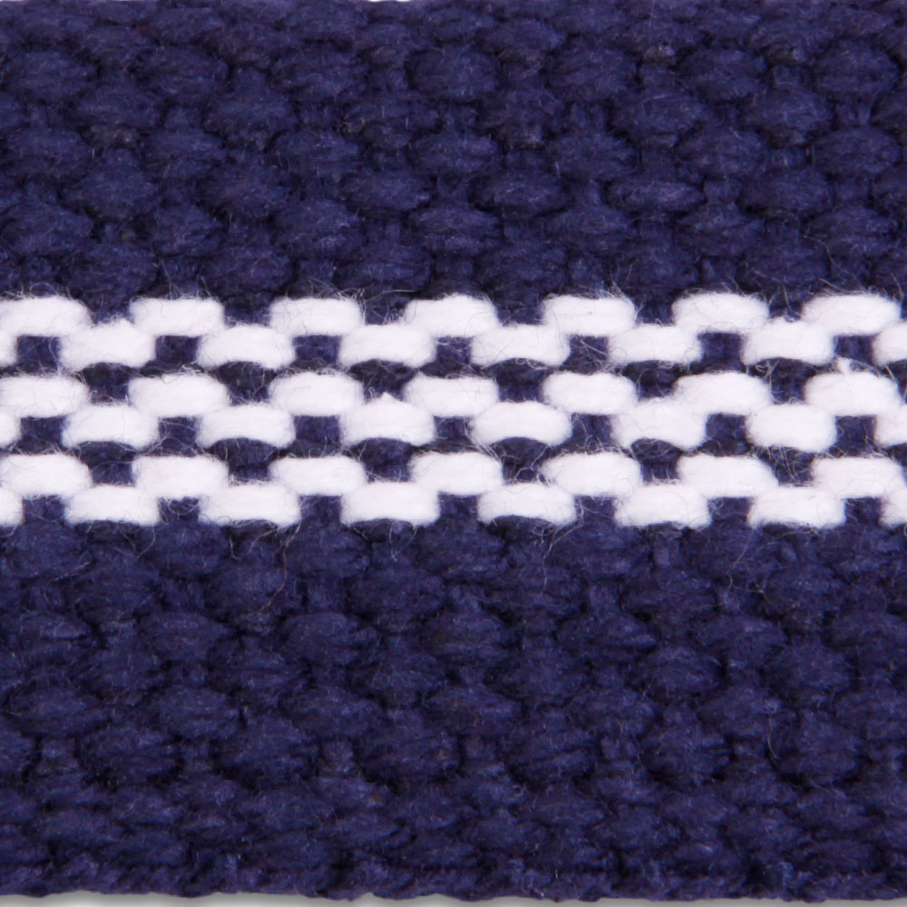 3LPW Navy/White Pebble Weave Cotton Webbing