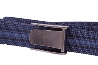 O Blue Webbing Belt with Horizontal Stripes