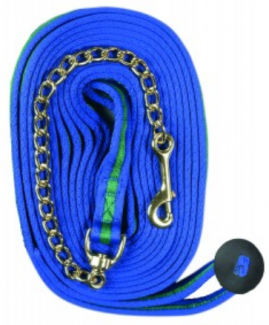 25ft. CUSHION LUNGE LINE WITH BRASS PLATED LEAD CHAIN WITH RUBBER DONUT