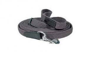 HLC 1 inch x 25ft. lunge line, 1 inch ribbed cotton webbing with leather hand stops and brass snap