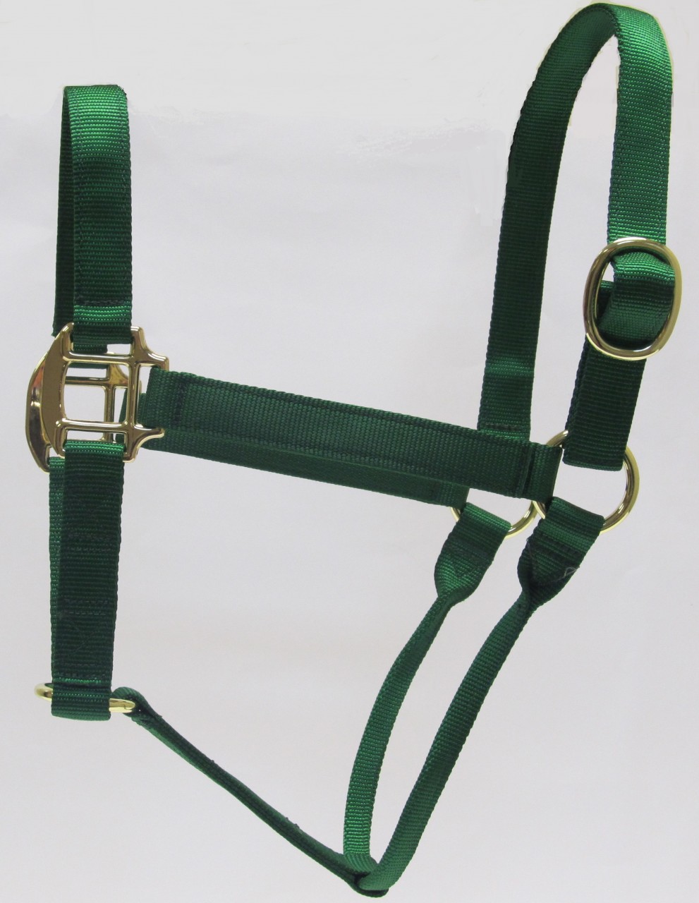 HH Green Nylon Halter with Shiny Brass Plated Hardware