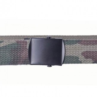 CW-6L/250B OD Camo Cotton Webbing Belt with Black Steel Buckle