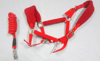 HH Red Breakaway Horse Halter Polypropylene/HTL Red Horse Training Lead Polyester