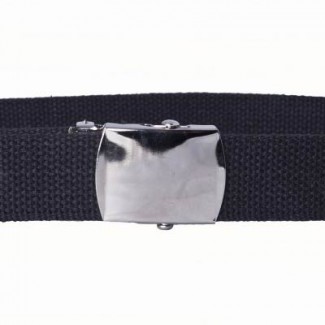 CW-6L/89 Black Cotton Webbing Belt with Steel Nickel Buckle