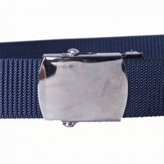 MS-AN/89C Navy Nylon Military Belt with Solid Brass Chrome Buckle