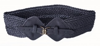 LR Black Braided Waxed Cotton and Leather Belt