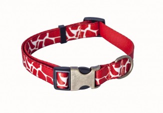 AC Rust/Natural Recycled Polyester Webbing Dog Collar with Print