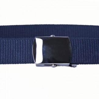 MS-T4/89C Navy Cotton Military Belt with Solid Brass Chrome Buckle